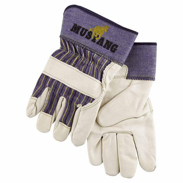 Mustang Leather Palm Gloves, Fleece Lining, Grain Cowhide, X-Large, Blue/Cream 127-1935XL