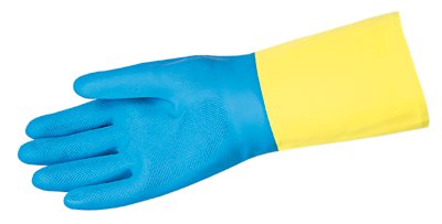 Chem-Tech Neoprene Over Latex Gloves, Blue/Yellow, Large 127-5409S