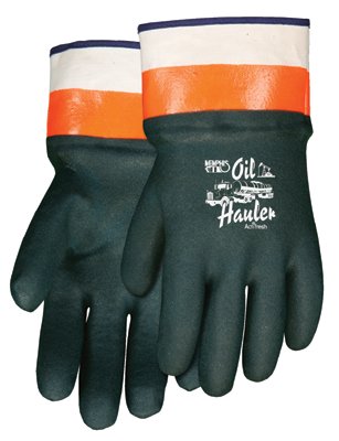 Oil Hauler Premium Double Dip PVC Coated Gloves, Large, Dark Green 127-6410SC