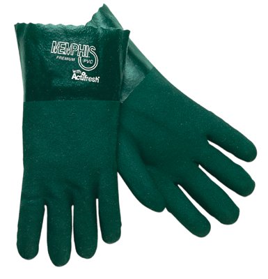 Premium Double-Dipped PVC Gloves, Large, Green 127-6412