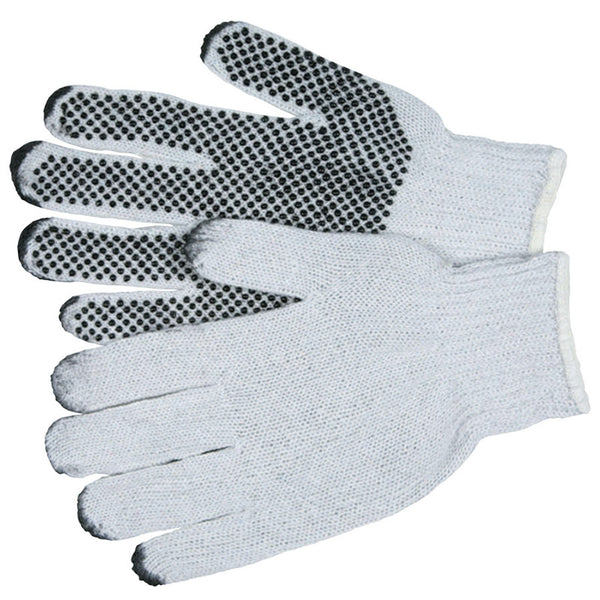 PVC Dot String Knit Gloves, Large, Natural, 1-Sided Dots 127-9650LM