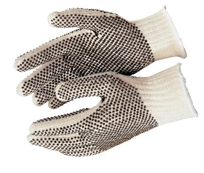 PVC Dot String Knit Gloves, Large, Natural, 2-Sided Dots 127-9660LM