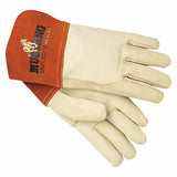 Mustang Premium Top Grain Cowskin Leather Welding Work Gloves, Medium, Beige/Russet, Gauntlet Cuff 127-4950M