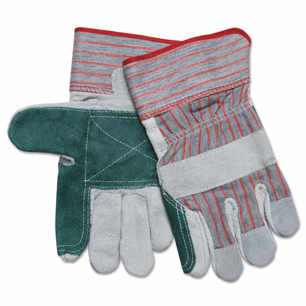 Industrial Standard Shoulder Split Gloves, X-Large, Leather, Gray w/Red Stripes 127-1211XL