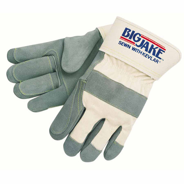 Big Jake Premium A+ Side Leather Double-Palm Work Gloves, XL, 2-3/4 in Cuff, Jersey Palm Lining, Double 3-Fingers/Thumb 127-1715