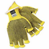 PVC Dotted Kevlar String Knit Gloves, Large, Knit-Wrist, Yellow, Dots 2 Side 127-9369L