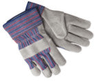 Select Shoulder Split Cow Golves, Large, Blue/Red/Blk Striped Fabric/Gray Leather 127-1300