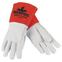 Red Ram Mig/Tig Welders Gloves, Grain Goat Skin, Med, White/Russet 127-4840M