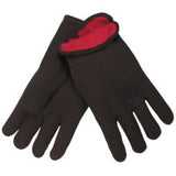 Fleece-Lined Jersey Gloves, Large, Brown/Red 127-7900L
