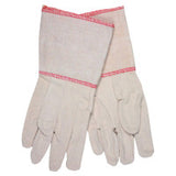 Cotton Canvas Gloves, Large, Natural, Plasticized Gauntlet Cuff 127-8200G