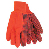 Double-Palm Canvas Gloves, Large, Hi-Visibility Orange, Knit Wrist Cuff 127-9018DO