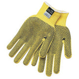 2-Sided PVC Dotted Gloves, Medium, Yellow/Brown/Blue 127-9366M