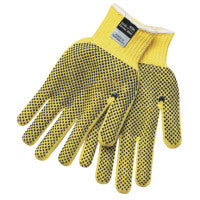 2-Sided PVC Dotted Gloves, Medium, Yellow/Brown/Blue 127-9366M