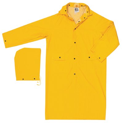 Classic Series Rain Coat, Detachable Hood, 0.35 mm, PVC on Polyester, Yellow, 2X-Large 611-200CX2