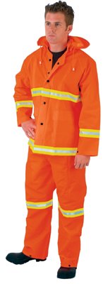 Luminator 3-Piece Rain Suit, Lime Stripe, 0.35 mm, PVC/Poly, Orange, 4X-Large 611-2013RX4