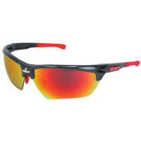 Dominator DM3 Safety Glasses, Polycarbonate Fire Mirror Lens, Duramass, Gun Metal Polycarbonate/Red TPR 135-DM131R