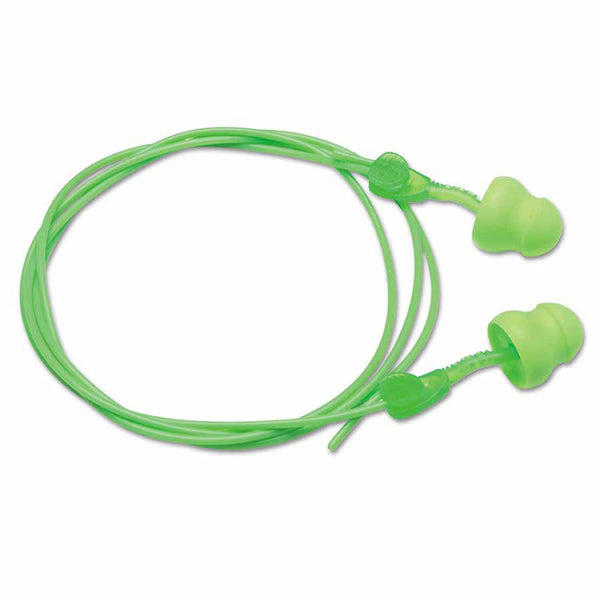 Glide Foam No Roll Twist-In Earplugs, Green, Corded 507-6945