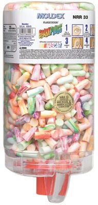 PlugStation Earplug Dispenser, Disposable Plastic Bottle, Foam Earplugs, Assorted Color Swirls/Streaks, SparkPlugs 507-6645