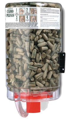 PlugStation Earplug Dispenser, Disposable Plastic Bottle, Foam Earplugs, Tan/Green Swirls/Streaks, CAMO PLUGS 507-6648