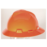 V-Gard Protective Hat, Staz-On, Full-Brim Hat, Slotted, Hi-Viz Orange 454-489360
