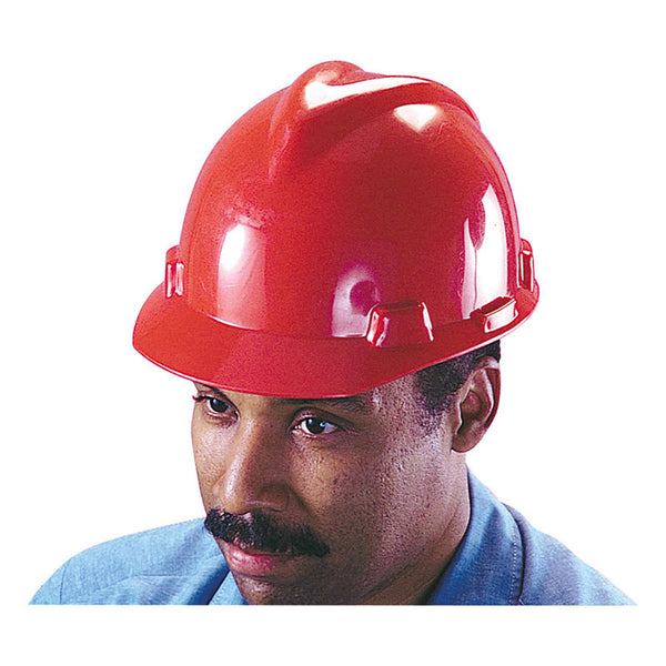 V-Gard Slotted Hard Hat Cap, Staz-On Suspension, Red 454-463947