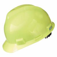 V-Gard Slotted Hard Hat Cap, Fas-Trac III Suspension, Hi-Viz Yellow Green 454-10061512