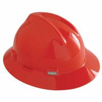 V-Gard Protective Hat, Fas-Trac III, Full Brim Hat, Slotted, Orange 454-496075