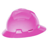 V-Gard Protective Hat, Fas-Trac III, Full Brim Hat, Slotted, Hot Pink 454-10156373