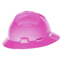 V-Gard Protective Hat, Fas-Trac III, Full Brim Hat, Slotted, Hot Pink 454-10156373