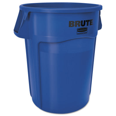 BRUTE Round Container without Lid, 32 gal, Heavy-Duty Plastic, Blue 640-FG263200BLUE