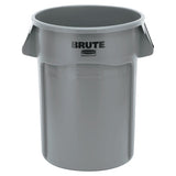 BRUTE Round Container without Lid, 44 gal, Heavy-Duty Plastic, Utility Waste, Gray 640-FG264360GRAY