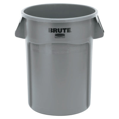 BRUTE Round Container without Lid, 44 gal, Heavy-Duty Plastic, Utility Waste, Gray 640-FG264360GRAY