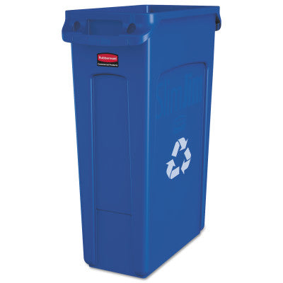 Slim Jim Recycling Containers, 23 gal, Plastic, Blue 640-FG354007BLUE