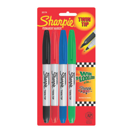 Twin Tip Permanent Marker, Red, Fine, Ultra Fine 652-32002