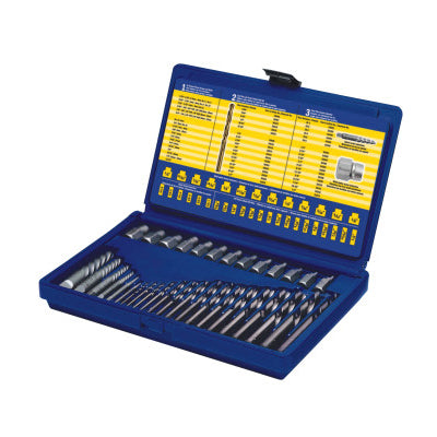 Screw Extractor and Drill Bit Set, EX-1 to EX-6, 1/8 in to 1/2 in, Hard Case 585-11135ZR