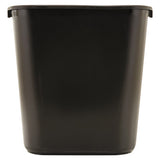 Deskside Plastic Wastebasket, Rectangular, 7 gal, Black 640-FG295600BLA