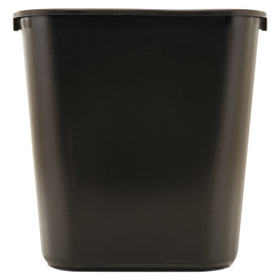 Deskside Plastic Wastebasket, Rectangular, 7 gal, Black 640-FG295600BLA