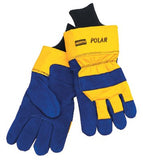 North Polar Insulated Leather Palm Glove, Split Cowhide, Blue/Yellow, Large 068-70/6465NK