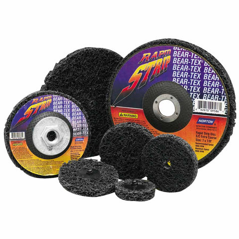Bear-Tex Rapid Strip Depressed Center Wheel, Silicon Carbide, 4-1/2 in dia, 5/8 in Arbor, 36/50 Grit 547-66261009585