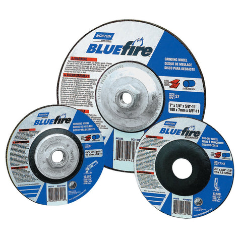 Bluefire Type 27 RightCut Cutoff Wheel, 4-1/2 in dia, 1/16 in Thick, 5/8 in -11 Arbor, 36 Grit 547-66252843223