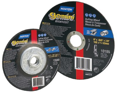 Gemini RightCut Right Angle Cut-Off Wheel, Type 01/41, 6 in dia x 0.045 in Thick x 7/8 in Arbor, 25 EA/BOX 547-66252823604
