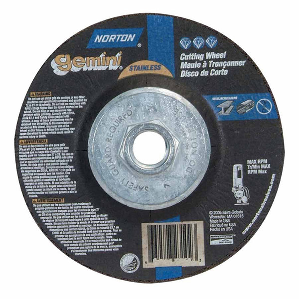 Gemini RightCut Right Angle Cut-Off Wheel, Type 27/42, 6 in dia x 3/32 in Thick x 5/8 in-11 Arbor, 10 EA/PK 547-66252841905