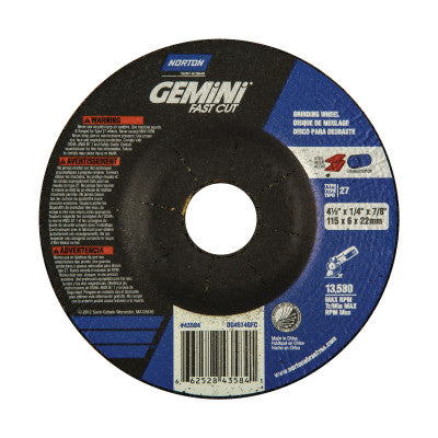 Grinding Wheels, Aluminum Oxide, 4 1/2" Dia, 7/8" Arbor, 1/4 in Thick, 24 Grit 547-66252843584