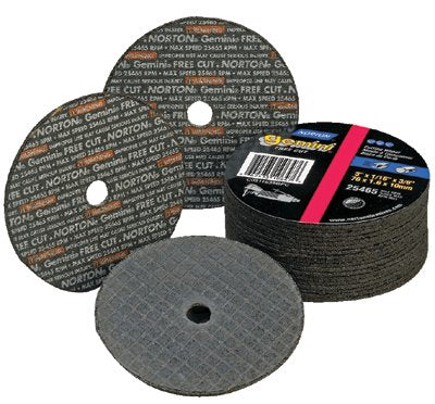 Gemini Type 1 Reinforced Cut-Off Wheel, 3 in dia, 1/16 in Thick, 3/8 in Arbor, 36 Grit Aluminum Oxide 547-66243510647
