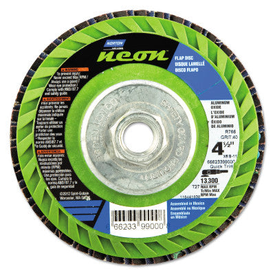 Type 27 Flat Flap Discs, 4 1/2 in Dia, 40 Grit, 5/8 in Arbor, 13,300 rpm 547-66623399000