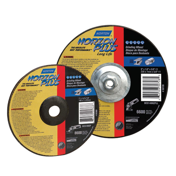 Type 27 NorZon Plus Depressed Center Wheel, 7 in dia, 1/8 in Thick, 5/8 in Arbor, 30 Grit 547-66252939184