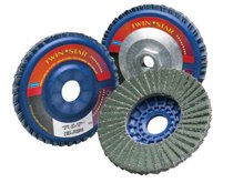 Type 27 TwinStar Flap Discs, 4 1/2 in, 60 Grit, 7/8 in Arbor, 13,000 rpm 547-63642504878