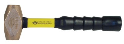 Classic Nuplaglas Non-Sparking Brass Hammer, 1.5 lb Head, 12 in Fiberglass Handle, Super Grip 545-30-015