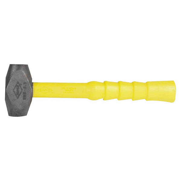 Classic Nuplaglas Non-Sparking Brass Hammer, 4 lb Head, 12 in Fiberglass Handle, Super Grip 545-30-040