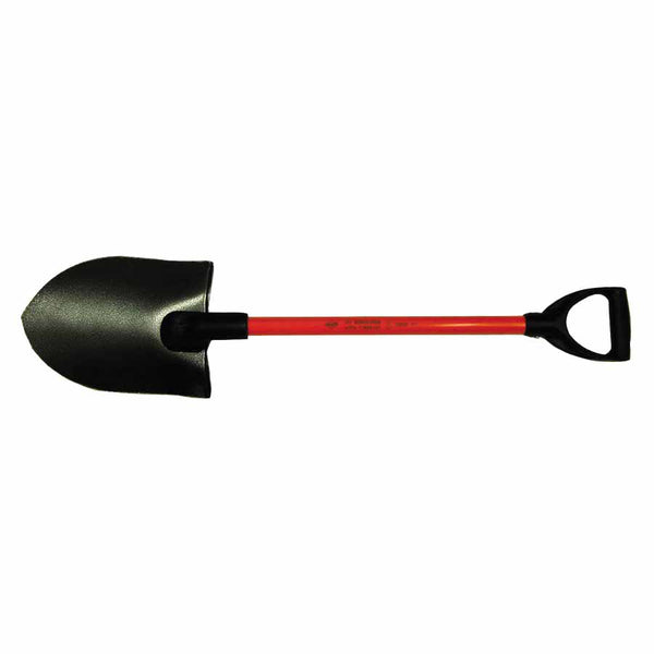 Certified Non-Conductive Shovel, 9 in W x 11-1/2 in L, Round Point Blade, 27 in Fiberglass D-Grip Handle 545-76-225